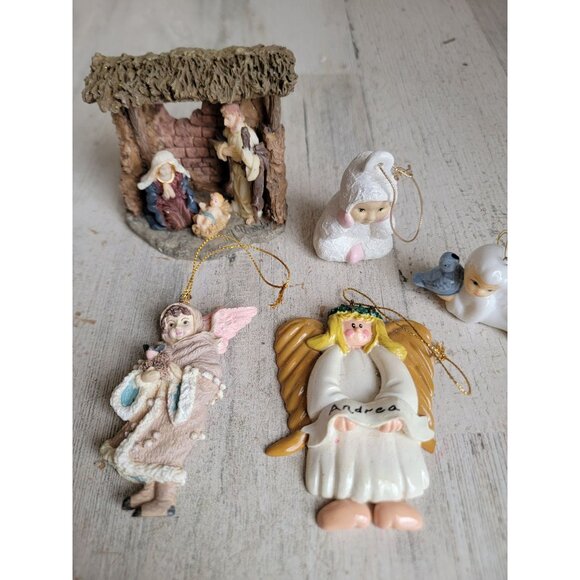 Nativity cherub angel religious ornament Xmas set figure bird - Picture 6 of 9